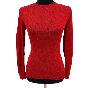 Vintage Paul Harris Metallic Red Long‎ Sleeve Sweater Medium Holiday Christmas